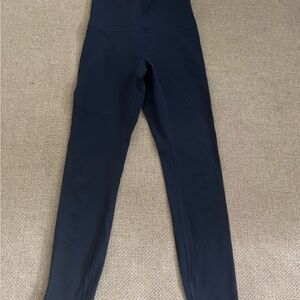 Lululemon High-Waisted 7/8 length Navy Blue Leggings, size 4.